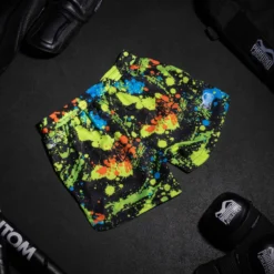 Fightshorts FUSION Splatter- Schwarz/Neon -Boxing Bargain Shop 2686 EVO FUSION Short Splatter Black Neon 4