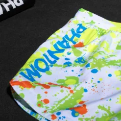 Fightshorts FUSION Splatter- Weiß/Neon -Boxing Bargain Shop Phantom Athletics Fightshorts Fusion Splatter White Neon Ringerhose