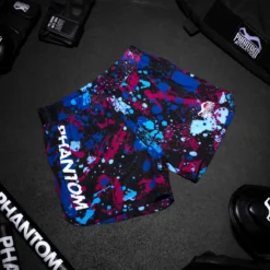 Fightshorts FUSION Splatter -Boxing Bargain Shop Phantom Athletics Fusion 2in1 Fightshorts Splatter Blue 3